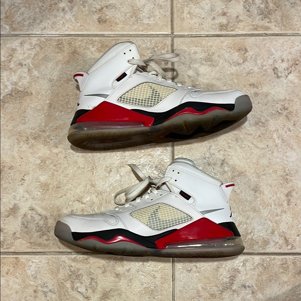 Men’s White and Red Jordans
